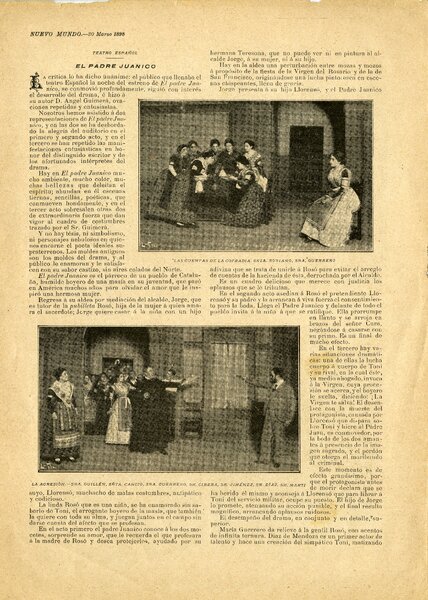 Retall de premsa de l’estrena de El padre Juanico al Teatro Español el 1898. MAE.