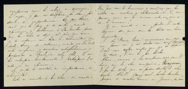 Carta de María Guerrero a Guimerà, probablement de 1894, en què li expressa el
seu malestar pel fet que Maria Rosa s’estreni abans en català que en castellà.
BC. 