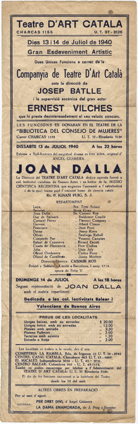 Programa de la representació de Joan Dalla a Mèxic el 1940. MAE.