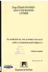 La Posición de los actores sociales ante la participación directa : informe español