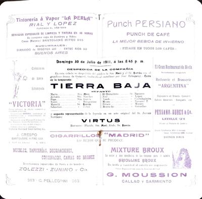 Anunci de la representació de Tierra baja per la companyia d’Enric Borràs al Teatro Victoria de Buenos Aires, el 1911. INET. 