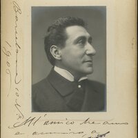 Retrat autògraf dedicat a Guimerà d’Ernesto Novelli. MAE.