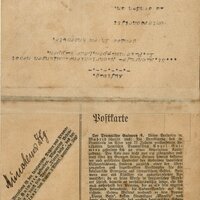 Notícia del Münchner Zeitung (diari de Munic), dirigida a Pere Aldavert, en què s’expressa el condol per la mort de Guimerà. MAE.