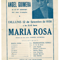 Cartell de la representació de Maria Rosa per Margarida Xirgu al Casal Català de Buenos Aires, el 1938. INET.
