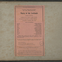 Programa de Marta of the Lowlands a The Lyceum Theatre (Troy, Nova York) el 1903. MAE.