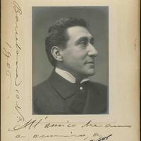 Ernesto Novelli en una fotografia dedicada a Guimerà. MAE/CMAG.