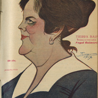 Coberta de Tierra baja, il·lustrada amb un dibuix de l’actriu Joaquina Pino, publicada a La Novela Teatral (Madrid, 1919), en una traducció de José Echegaray. MAE.